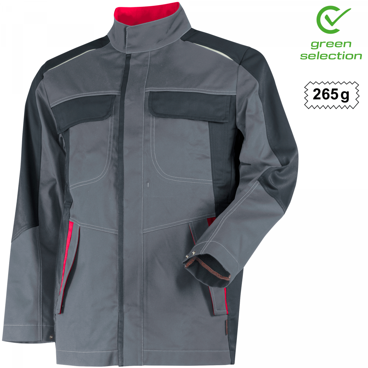 Teamdress-Jacke ecoRover Safety, grau/schwarz/rot