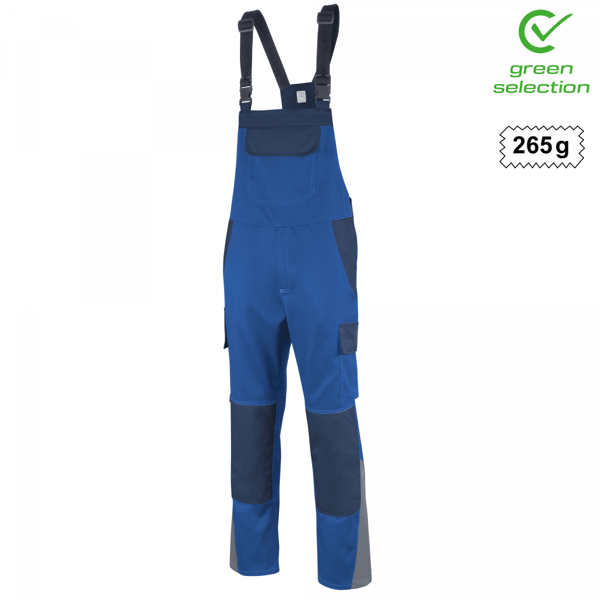 Teamdress-Latzhose ecoRover Safety, blau/marine/grau