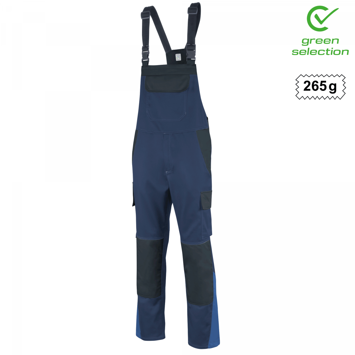 Teamdress-Latzhose ecoRover Safety, marine/schwarz/blau