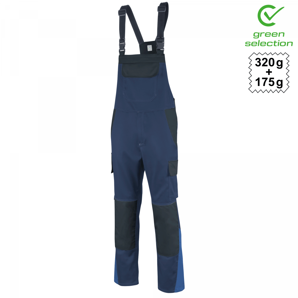 Teamdress-Latzhose EcoRover Safety Plus, marine/schwarz/blau