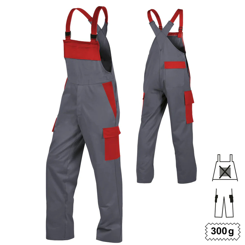 Teamdress-Latzhose Multinorm oLT+BT dunkelgrau/rot