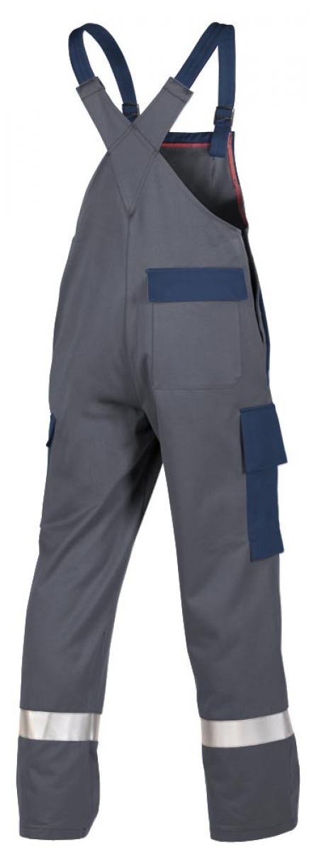 Teamdress-PSA-Workwear, Multinorm, Latzhose mit Reflexstreifen, 1-lagig, Kl. 1, grau/marine