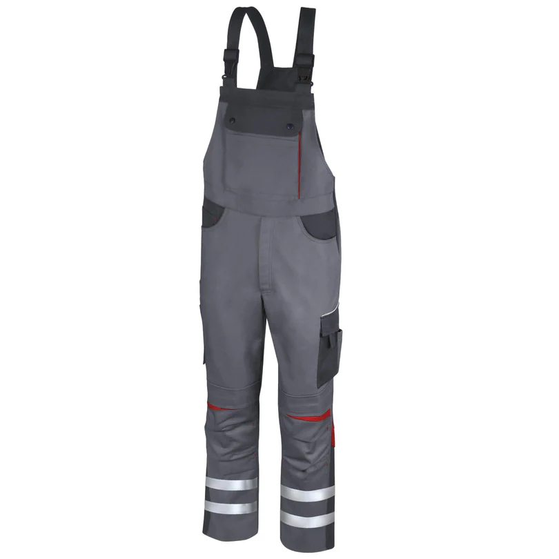 Teamdress-Latzhose Elements +Refl. 17353 grau/dgrau/rot