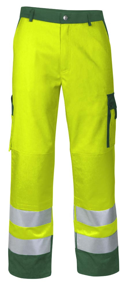 TEAMDRESS-Warnschutz, PSA, Warnschutz-Bundhose, mit Knietasche, Kl. 2, warngelb/grün