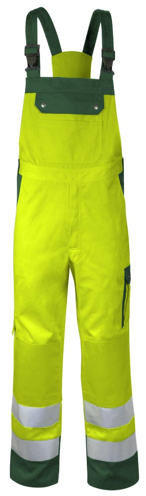 TEAMDRESS-Warnschutz, PSA, Warnschutz-Latzhose, mit Knietasche, Kl. 2, warngelb/grün