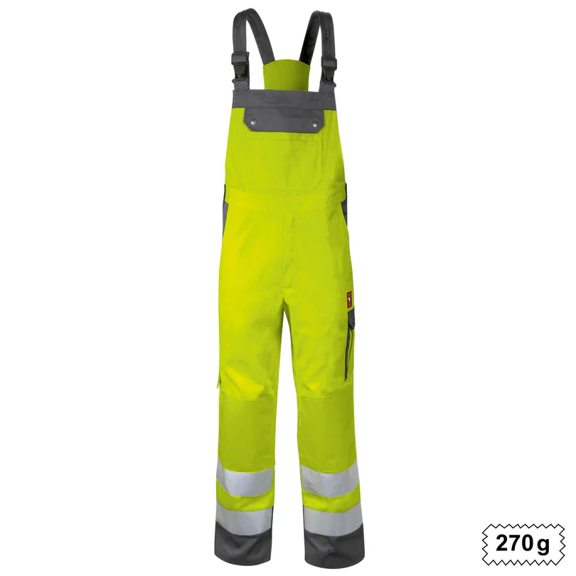 Teamdress-Latzhose Warnschutz +KT warngelb/grau