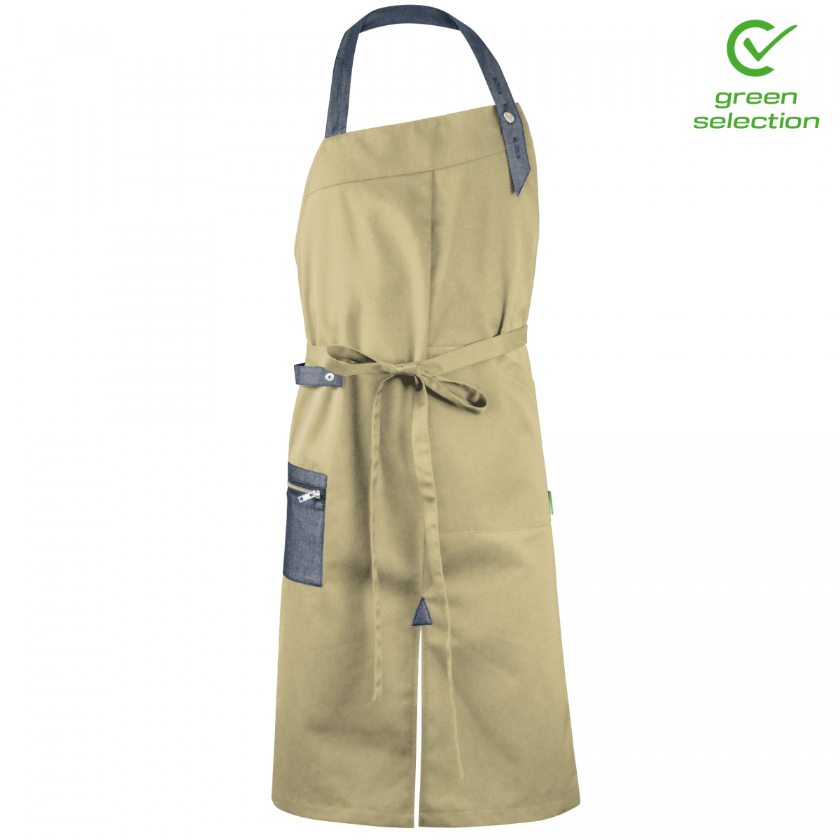 Teamdress-Latzschürze, khaki/schwarz Denim
