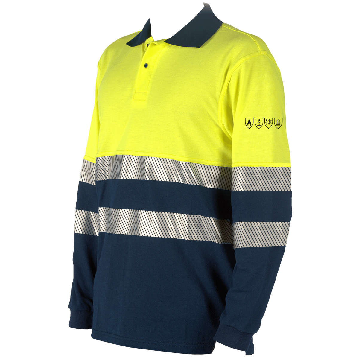 Teamdress-Poloshirt Multinorm LA, warngelb/marine