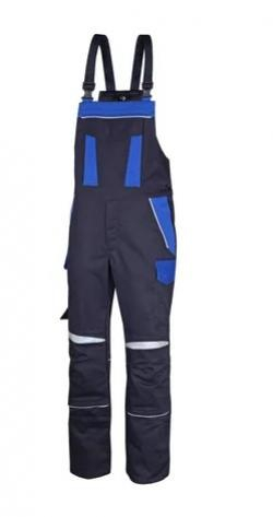 HB-Latzhose, Störlichtbogenschutz 7kA/4kA, ArcSelect, 2-lagig, zweifarbig, Stehkragen, verdeckte Druckknöpfe, navy/royalblau