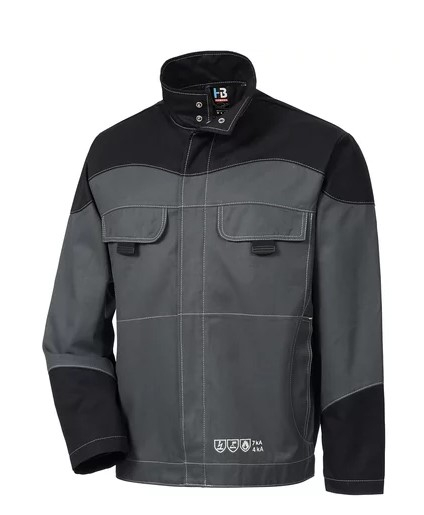 HB-Workwear, Strlichtbogenschutz-Arbeitsblouson, 100 g/m, grau/schwarz