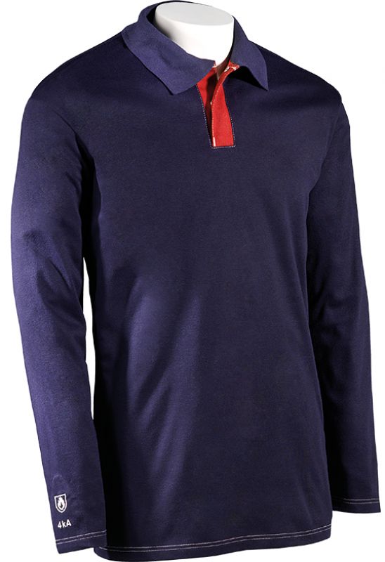 HB-Worker-Shirts, Strlichtbogenschutz-Poloshirt FR Langarm, 220 g/m, navy/rot