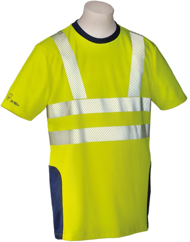 HB-Warnschutz, Warn- und Wetterschutz-T-Shirt, 185 g/m, warngelb/hydronblau