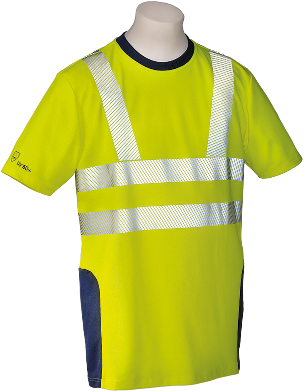 HB-Warnschutz, Warn- und Wetterschutz-T-Shirt, 185 g/m², warngelb/hydronblau
