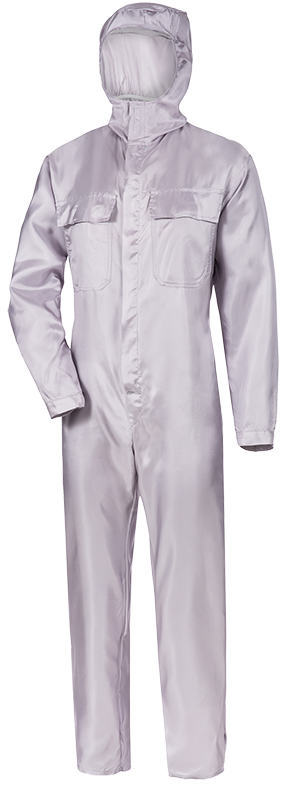 HB-Workwear, Arbeitsoverall, Reinraum und Staub-Overall, Kombi, mit Kapuze, 135 g/m², grau