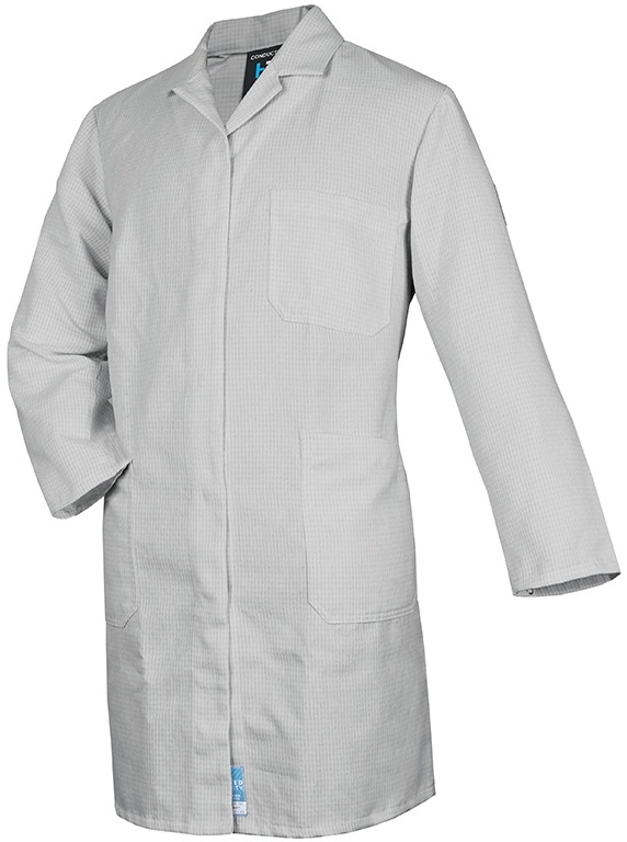HB-Workwear, Arbeits-Mantel, ESD-Produktschutz-Herrenmantel, langarm, 130 g/m², silbergrau