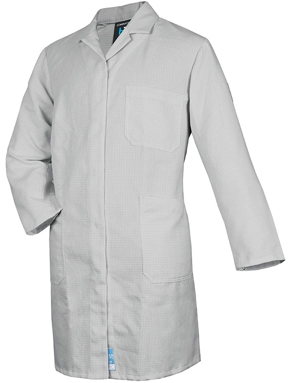 HB-Workwear, ESD-Produktschutz-Damenmantel, langarm, 130 g/m², silbergrau