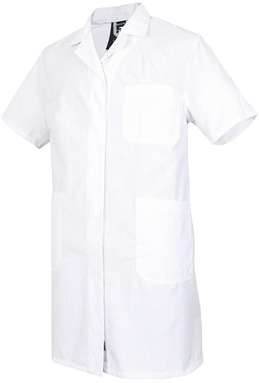 HB-Workwear, ESD-Produktschutz-Damenmantel, kurzarm, 130 g/m², weiß