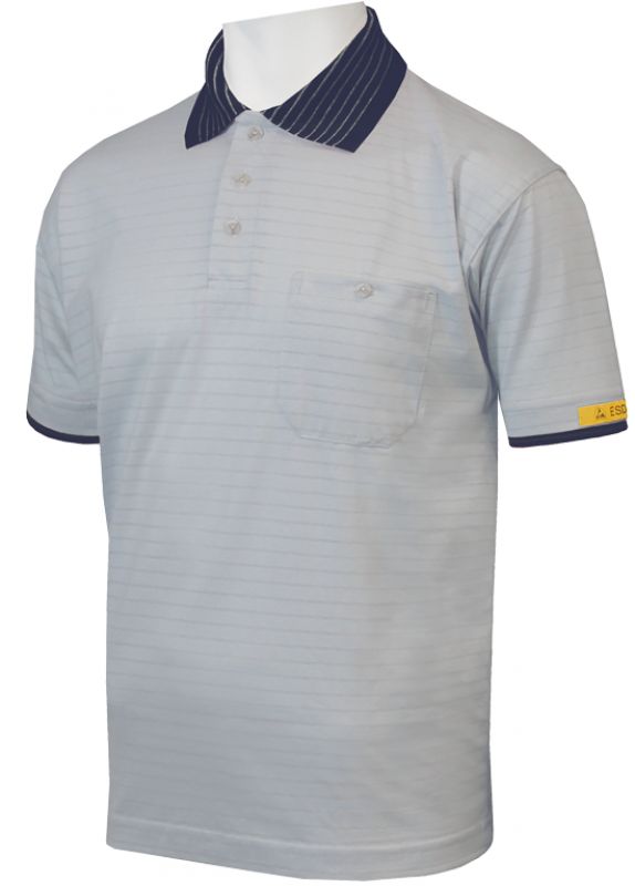 HB-Worker-Shirts, ESD-Produktschutz-Herren-Poloshirt, kurzarm, 160 g/m, silbergrau/navy
