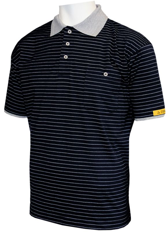 HB-Worker-Shirts, ESD-Produktschutz-Herren-Poloshirt, kurzarm, 160 g/m, schwarz/silbergrau