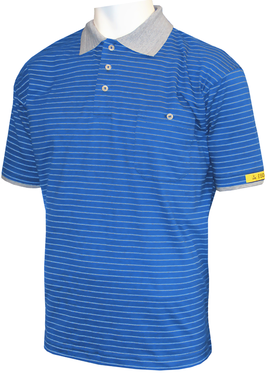 HB-Worker-Shirts, ESD-Produktschutz-Damen-Poloshirt, kurzarm, 160 g/m², royal/silbergrau