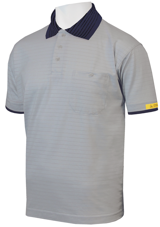 HB-Worker-Shirts, ESD-Produktschutz-Herren-Poloshirt, kurzarm, 170 g/m², silbergrau/navy