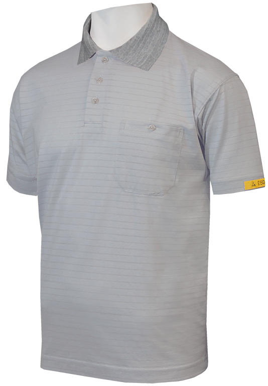 HB-Worker-Shirts, ESD-Produktschutz-Herren-Poloshirt, kurzarm, 170 g/m², silbergrau