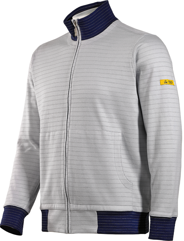 HB-Worker-Shirts, ESD-Produktschutz-Sweatjacke, 300 g/m², silbergrau/navy