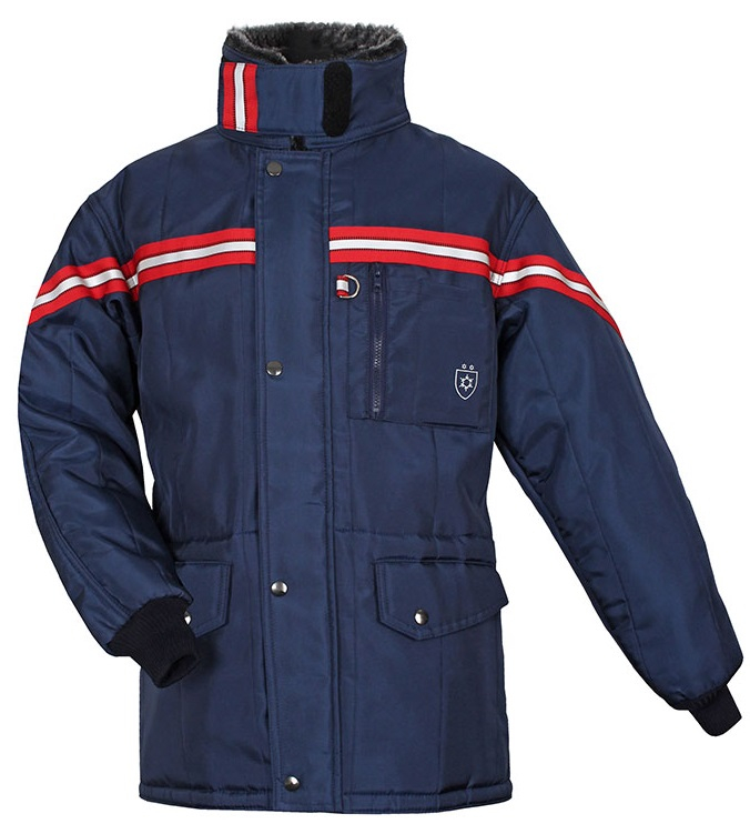 HB-Workwear, Kälte-Schutz, Tempex-Kommissionierer-Jacke, mit Teddyfutter, 560 g/m², navy/rot
