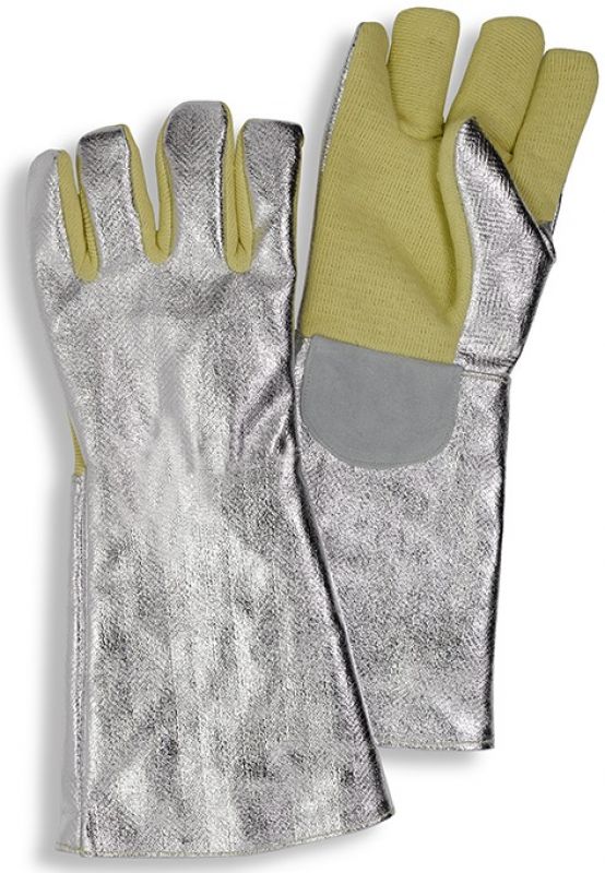 HB-Workwear, Flammen-/Schweierschutz-5-Finger-Handschuhe, silber/gelb