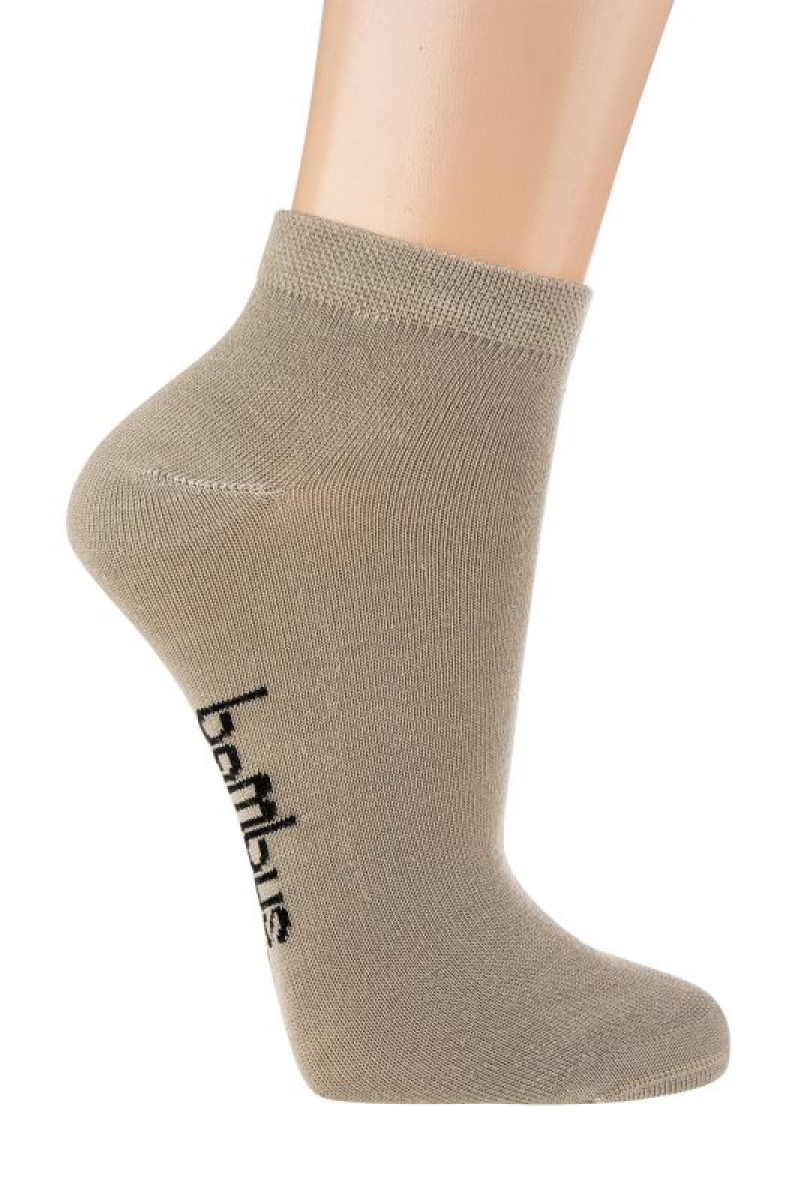 WOWERAT-Sneakerssocken, Bambus, 3-er Pkg., beige