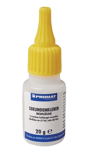 PROMAT-Betriebsbedarf, Sekundenkleber dickflüssig 20g farblos Flasche