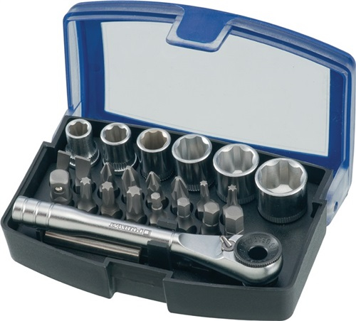 PROMAT-Betriebsbedarf, Bit-/Steckschlüsselset 24-tlg.Schlitz/PH/PZD/T/Knarre/6 Nüsse