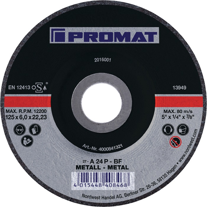 PROMAT-Betriebsbedarf, Schruppscheibe D125xS6mm gekr.STA Bohrung 22,23M-Betriebsbedarf,m