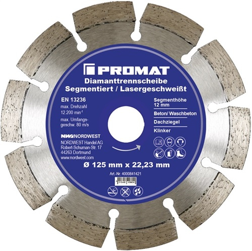 PROMAT-Betriebsbedarf, Diamanttrennscheibe D.115mm Bohrung 22,23M-Betriebsbedarf,m lasergeschweit 12mm