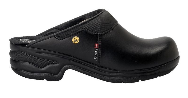 SANITA-Footwear, Arbeits-Berufs-Sicherheits-Clogs,  offen, ESD, OB, schwarz