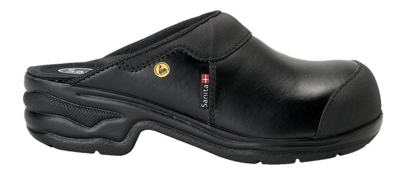 SANITA-Footwear, Arbeits-Berufs-Sicherheits-Clogs, Saftey Clog, offen, ESD, SB, schwarz