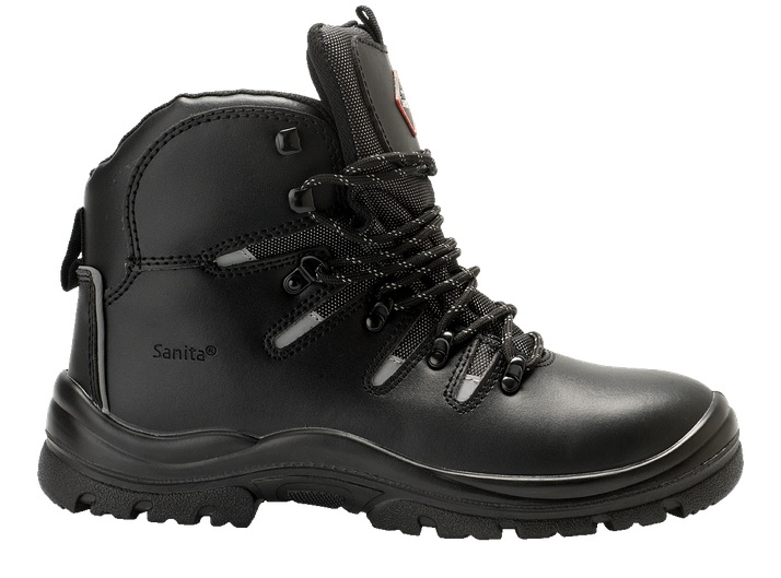 SANITA-Footwear, S3-Arbeits-Berufs-Sicherheits-Schuhe, Schnürstiefel, Fenite, schwarz