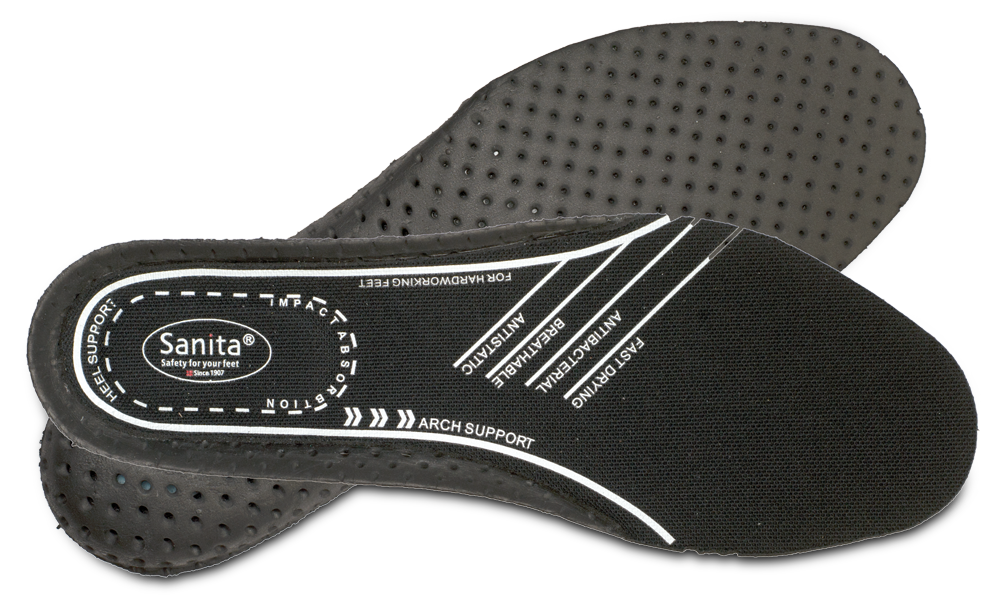 SANITA-Footwear, Arbeits-Berufs-Schuhe, Schuhzubehör, Ersatzfußbett, Schuheinlagen, Einlegesohle, Fußbett, Farbe schwarz