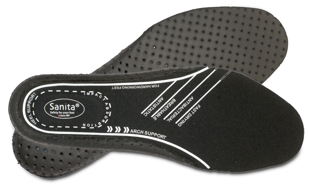 SANITA-Footwear, Arbeits-Berufs-Schuhe, Schuhzubehr, Ersatzfubett, Schuheinlagen, Einlegesohle, Fubett, Farbe schwarz