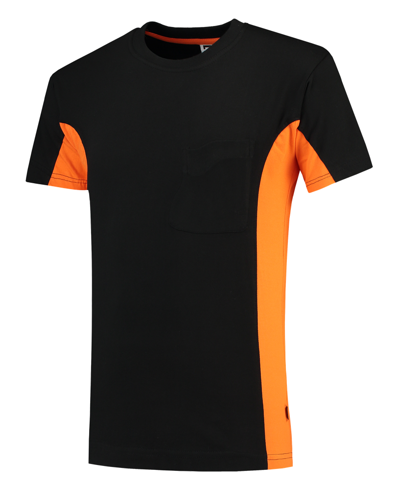 TRICORP-Worker-Shirts, T-Shirt, mit Brusttasche, Bicolor, 190 g/m², black-orange