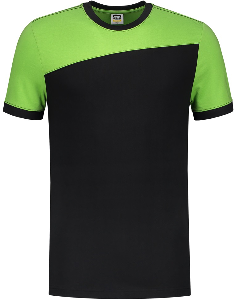 TRICORP-Worker-Shirts, T-Shirt, Basic Fit, Bicolor, Kurzarm, 190 g/m, black-lime