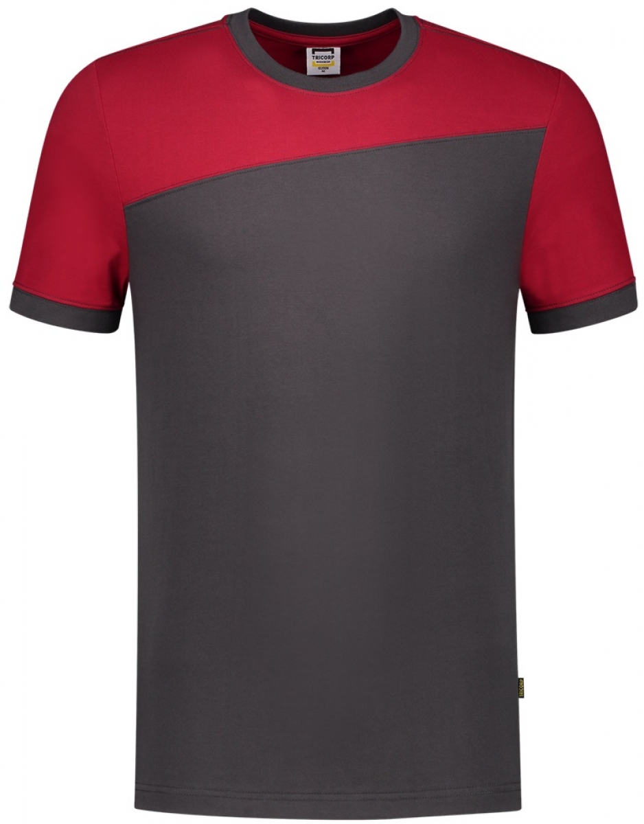 TRICORP-Worker-Shirts, T-Shirt, Basic Fit, Bicolor, Kurzarm, 190 g/m, darkgrey-red