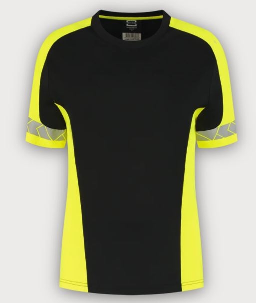 Tricorp T-Shirt Reflective Redefined Damen, Black-Fluor Yellow