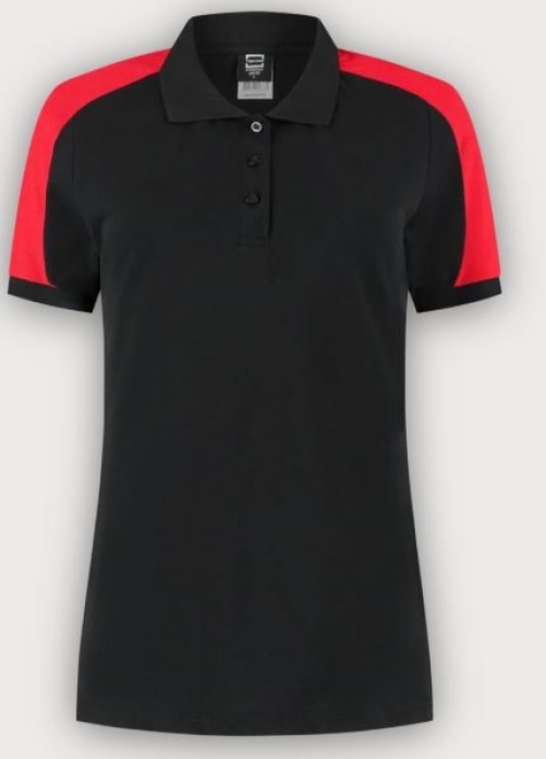 Tricorp Poloshirt Bicolor Redefined Damen, Black-Brightred
