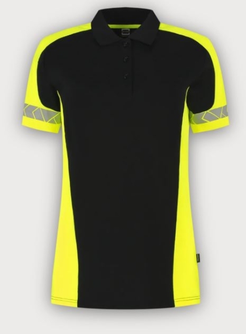 Tricorp Warnschutz Poloshirt Reflective Redefined Damen, Black-Fluor Yellow