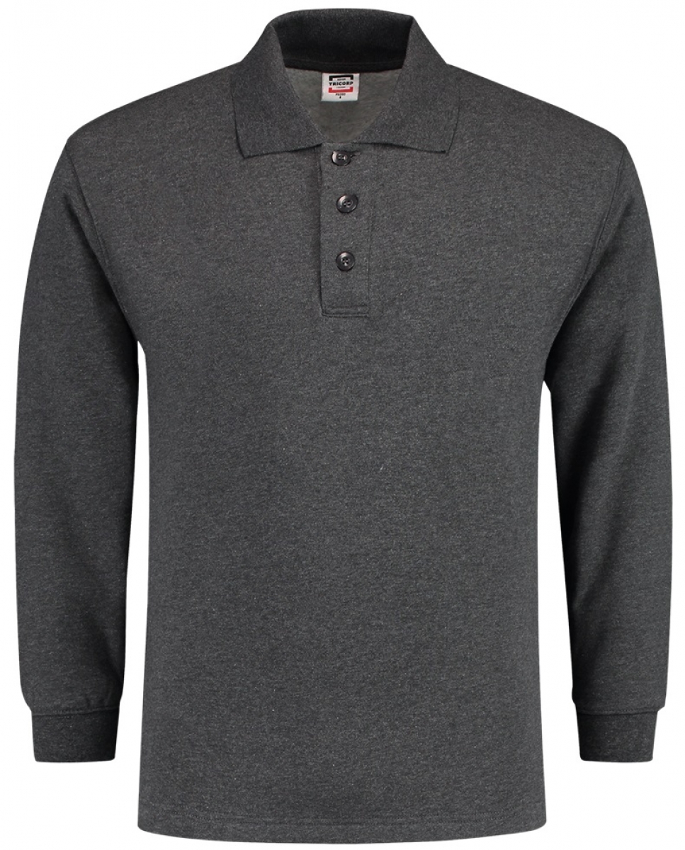 TRICORP-Worker-Shirts, Sweatshirt, Polokragen, Basic Fit, Langarm, 280 g/m, anthrazit meliert