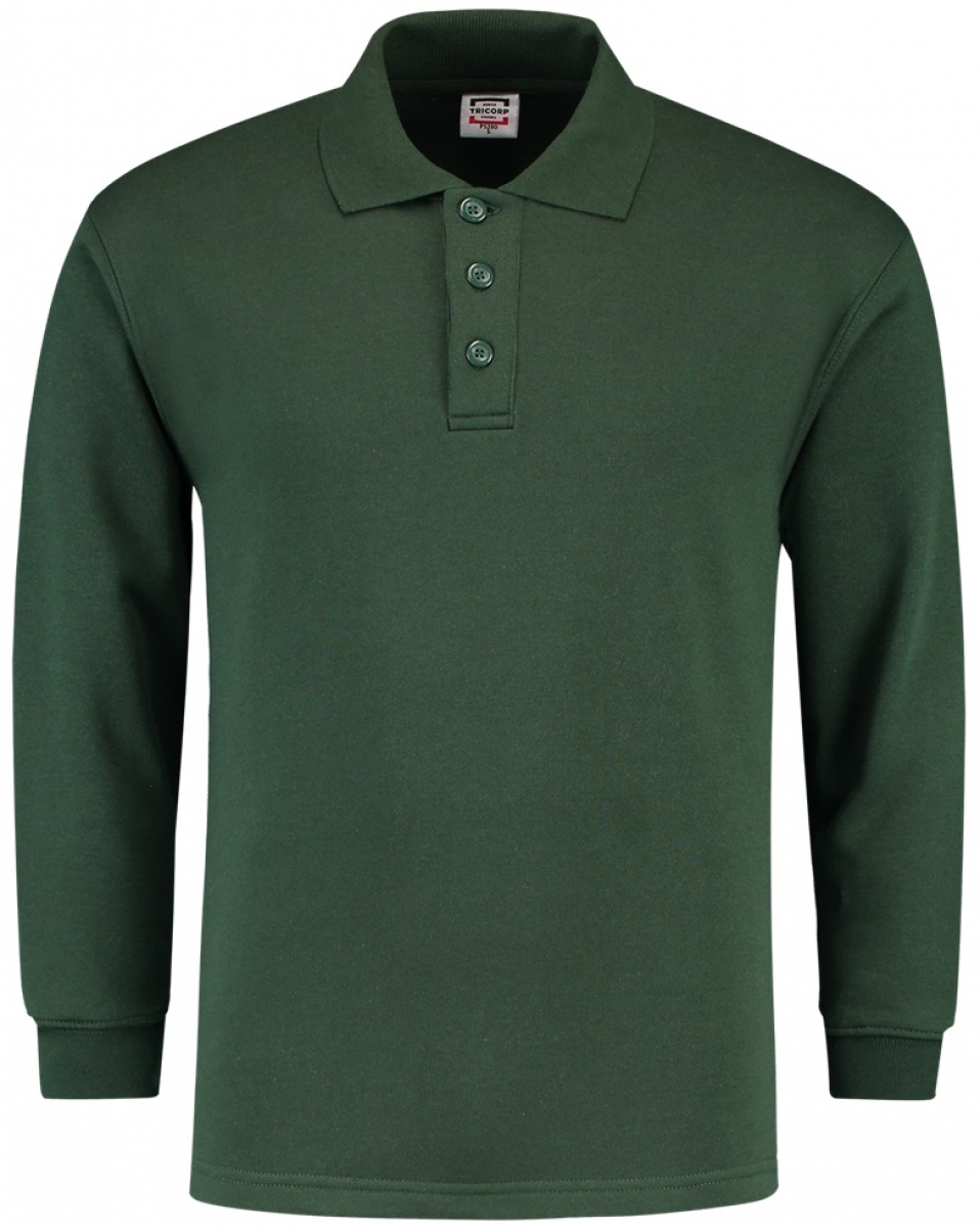 TRICORP-Worker-Shirts, Sweatshirt, Polokragen, Basic Fit, Langarm, 280 g/m, bottlegreen