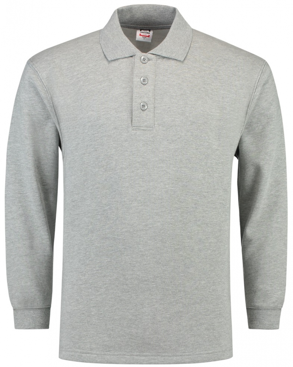 TRICORP-Worker-Shirts, Sweatshirt, Polokragen, Basic Fit, Langarm, 280 g/m, grau meliert