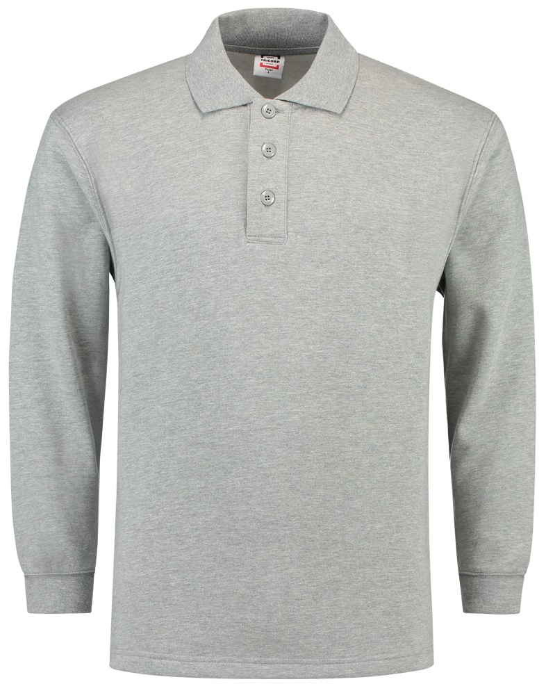 TRICORP-Worker-Shirts, Sweatshirt, Polokragen, Basic Fit, Langarm, 280 g/m², grau meliert