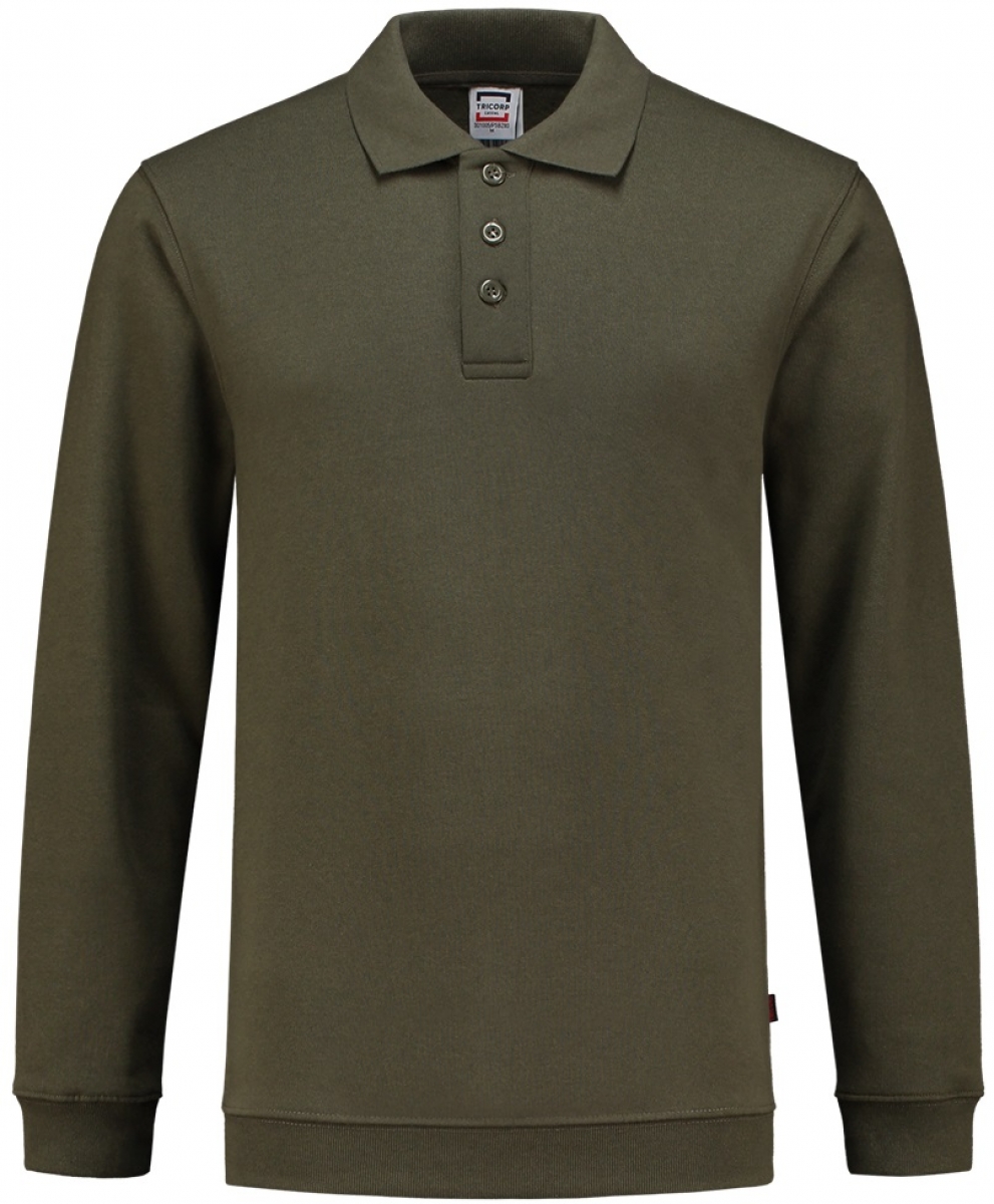 TRICORP-Worker-Shirts, Sweatshirt Polokragen und Bund, Basic Fit, Langarm, 280 g/m, army